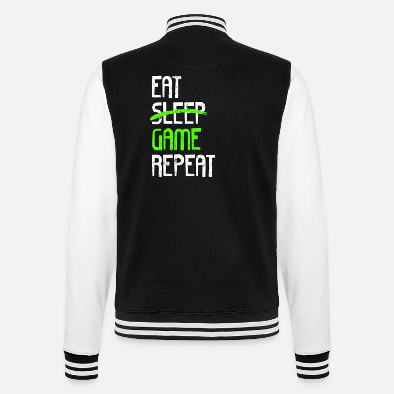 EAT SLEEP GAME REPEAT - College Sweat Jacket - black/white