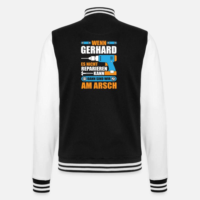 GERHARD Name Geschenk Reparatur reparieren - College-Sweatjacke - Schwarz/Weiß