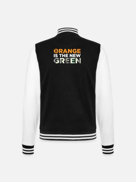 Orange ist die neue grüne Bitcoin-Dollar-Blockchain - College-Sweatjacke - Schwarz/Weiß