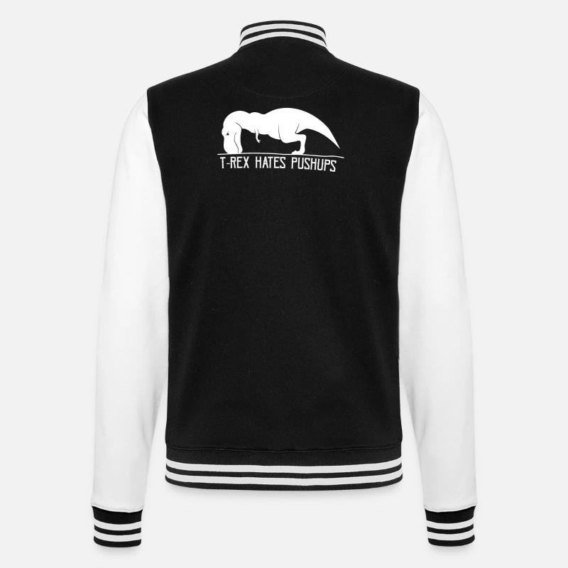 T-Rex don't like pushups - College Sweat Jacket - black/white
