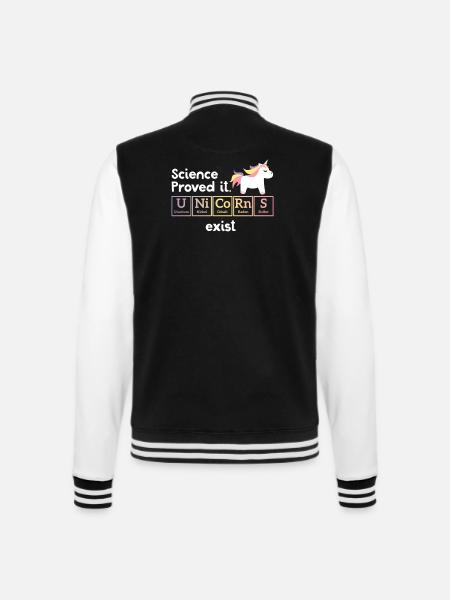 Lustiges Einhorn - Periodensystem - Geschenk - College-Sweatjacke - Schwarz/Weiß