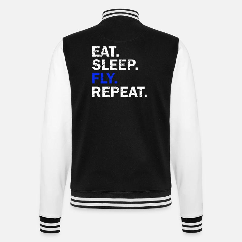 Eat Sleep Fly Repeat - College Sweat Jacket - black/white