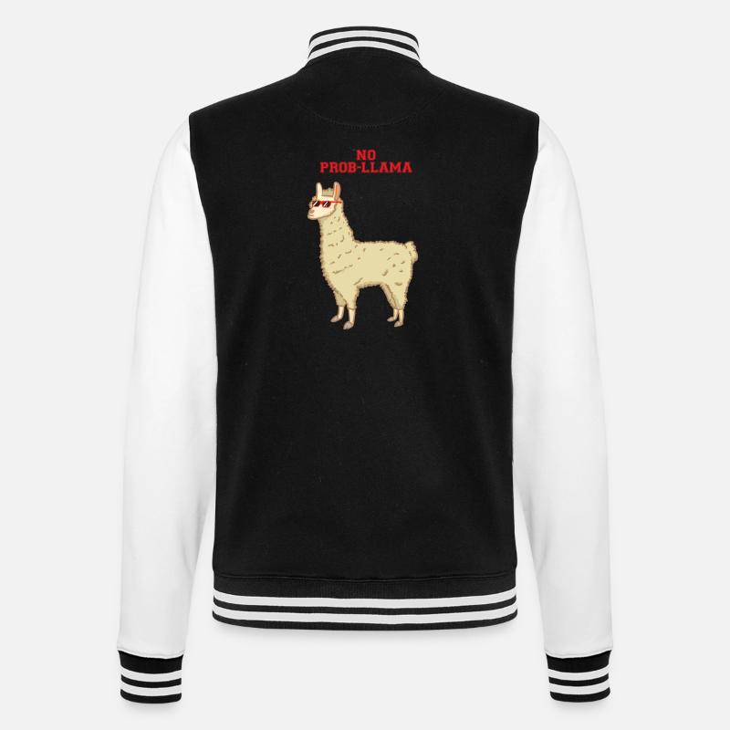 No problem - no prob-llama - Lama - College Sweat Jacket - black/white