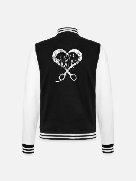 Friseur Friseurin shirt Geschenk Haare Frisör - College-Sweatjacke - Schwarz/Weiß
