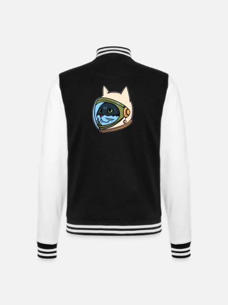Astro cat - Astronaut - Katze - Kätzchen - Weltall - College-Sweatjacke - Schwarz/Weiß