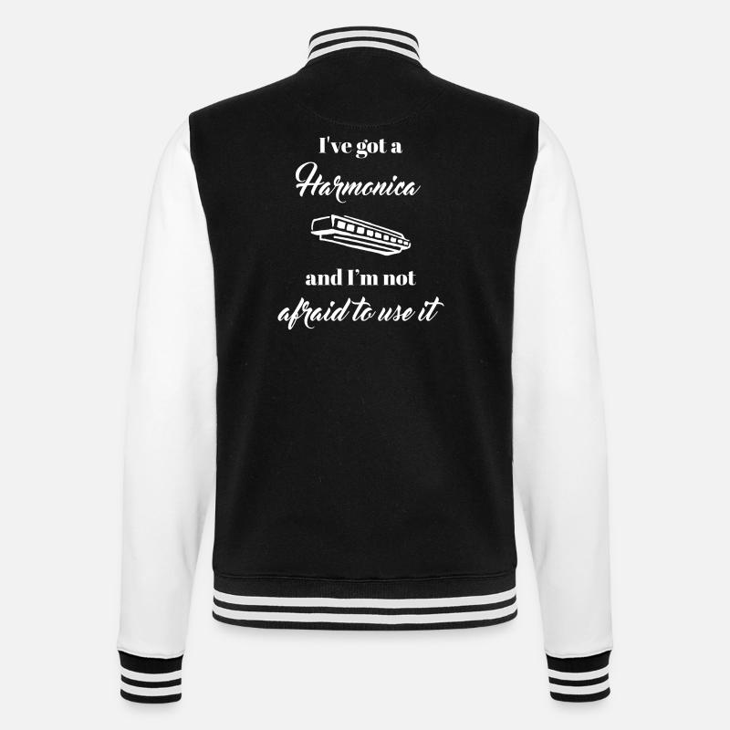 harmonica - harmonica player - harmonica - College Sweat Jacket - black/white