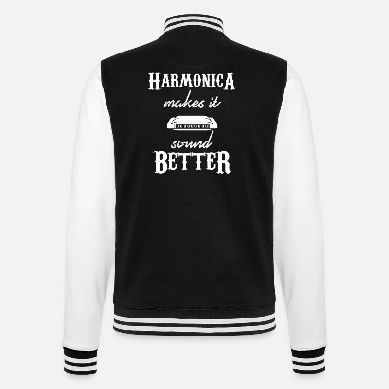 harmonica - harmonica player - harmonica - College Sweat Jacket - black/white