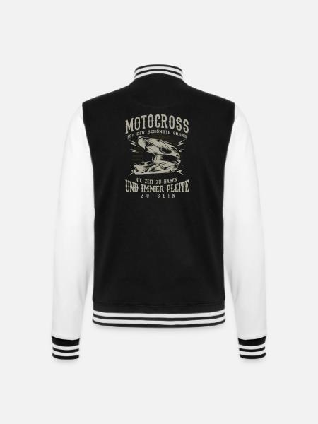 Motocross Shirt · Endurosport · Grund pleite sein - College-Sweatjacke - Schwarz/Weiß