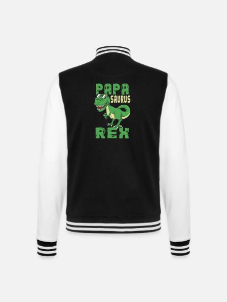 Papasaurus Rex Dinosaurier T-Rex Papa Geschenk - College-Sweatjacke - Schwarz/Weiß