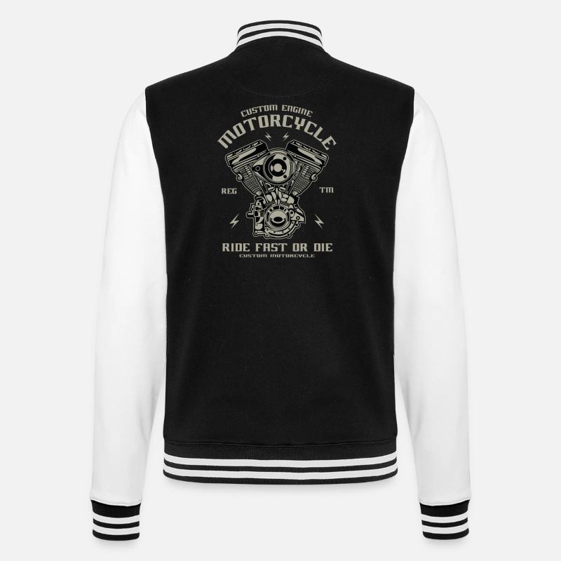 Custom Engine - College-Sweatjacke - Schwarz/Weiß