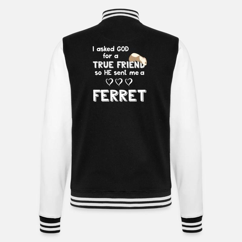 Frettchenfreund - Frettchen - Bester Freund - College-Sweatjacke - Schwarz/Weiß