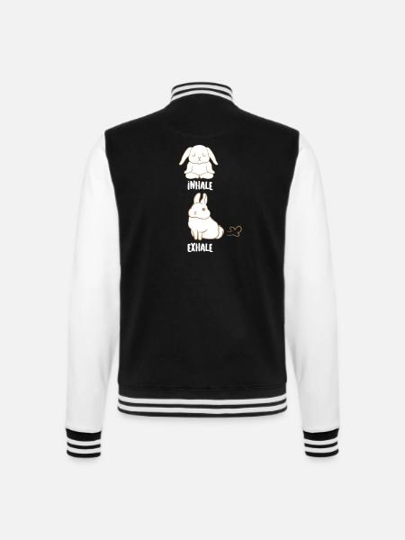 Hasen - Hase - Yoga - Inhale - Exhale - College-Sweatjacke - Schwarz/Weiß