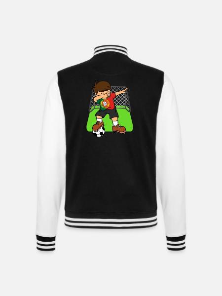 Portugal-Fußball-Ball, der Kind-Portugiese abtupft - College-Sweatjacke - Schwarz/Weiß