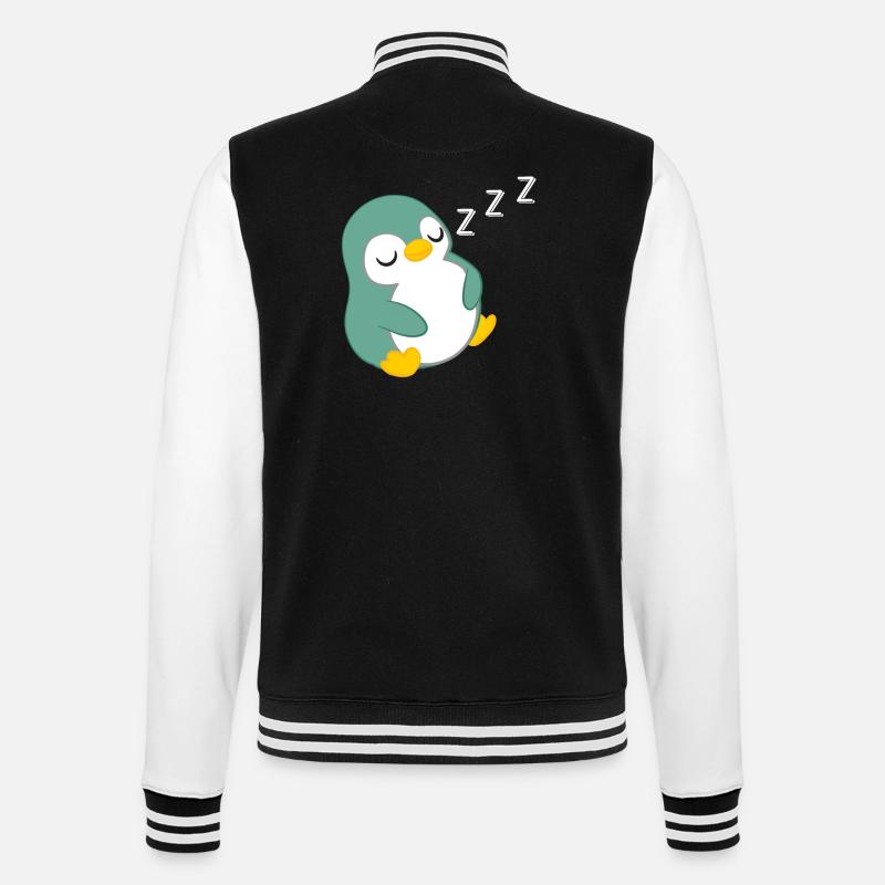 Penguin - penguins - penguin motif - sleeping - College Sweat Jacket - black/white