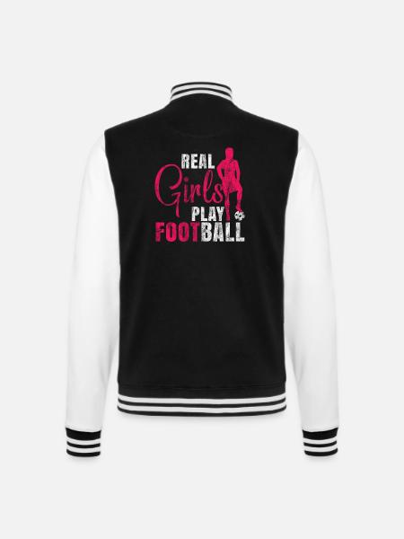 Echte Mädchen spielen Fußball Frauenfußball - College-Sweatjacke - Schwarz/Weiß