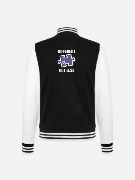 DIFFERENT - NOT LESS! autism - College Sweat Jacket - black/white