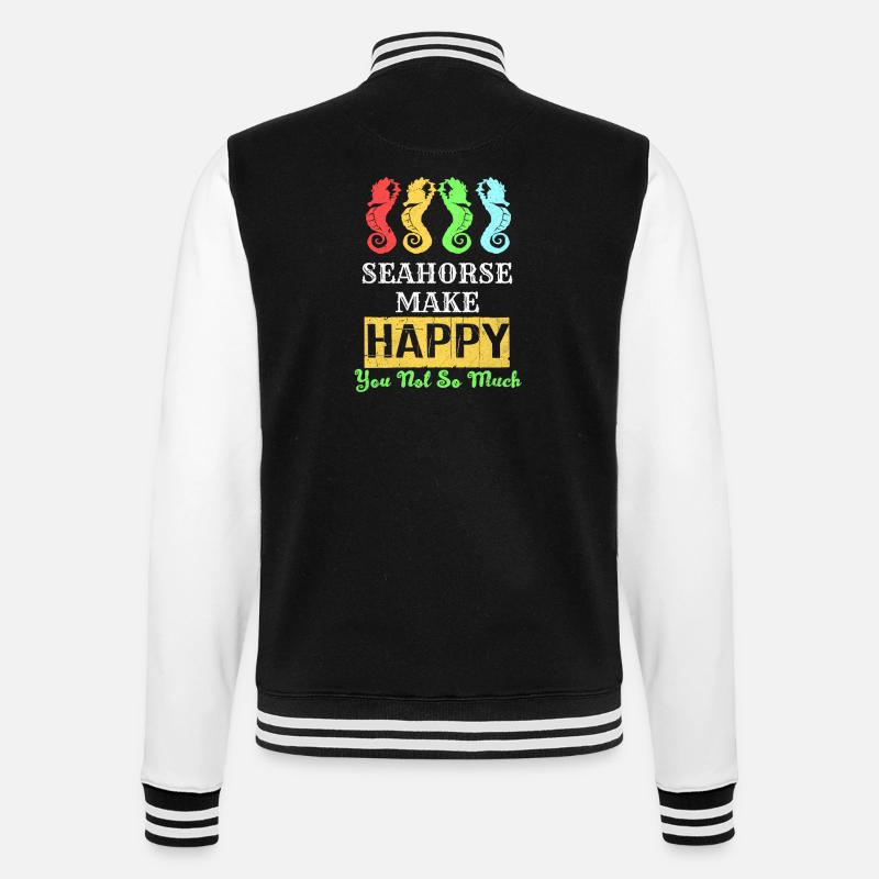 Seepferd - College-Sweatjacke - Schwarz/Weiß