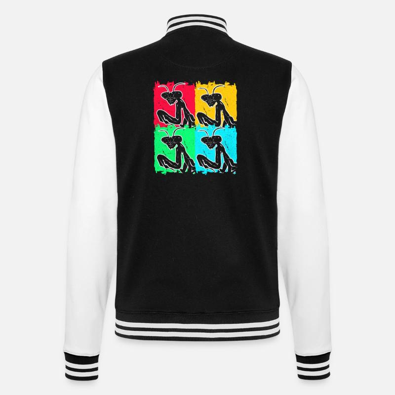 Gottesanbeterin - College-Sweatjacke - Schwarz/Weiß