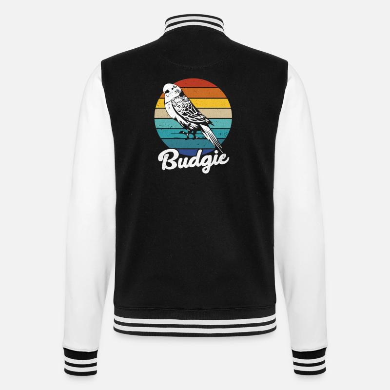 Wellensittich - College-Sweatjacke - Schwarz/Weiß