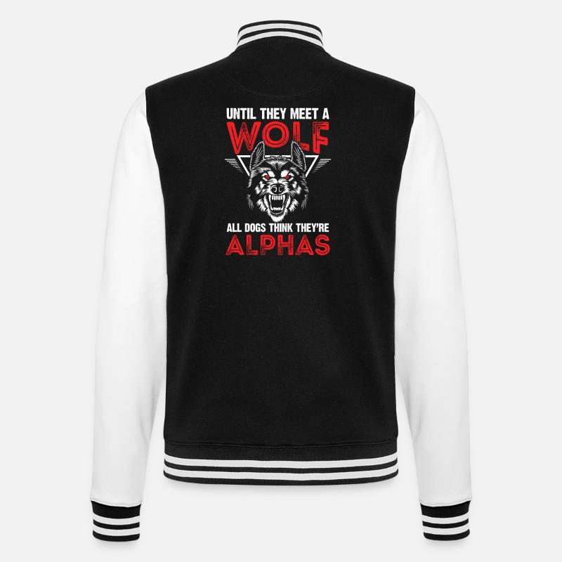 Wolf Alpha Lead Wolf Saying Pack Wolves Wolf Pack - College Sweat Jacket - black/white