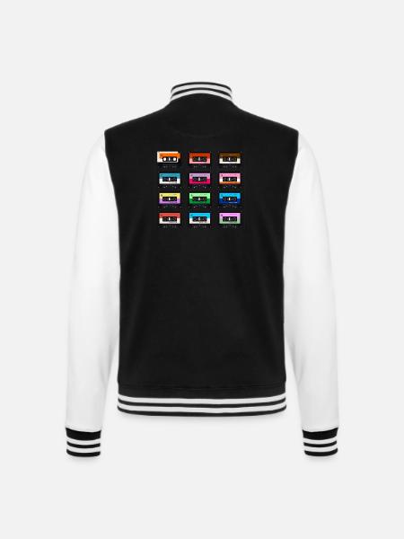 80er Jahre Retro Kassette Outfit Kostüm Vintage - College-Sweatjacke - Schwarz/Weiß