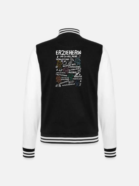 ERZIEHERIN - Kindergarten Kita Geschenkidee - College-Sweatjacke - Schwarz/Weiß