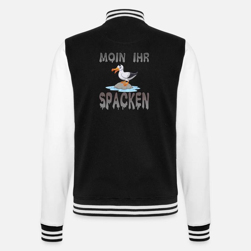 Moin Ihr Spacken - Möwe Geschenk - College-Sweatjacke - Schwarz/Weiß