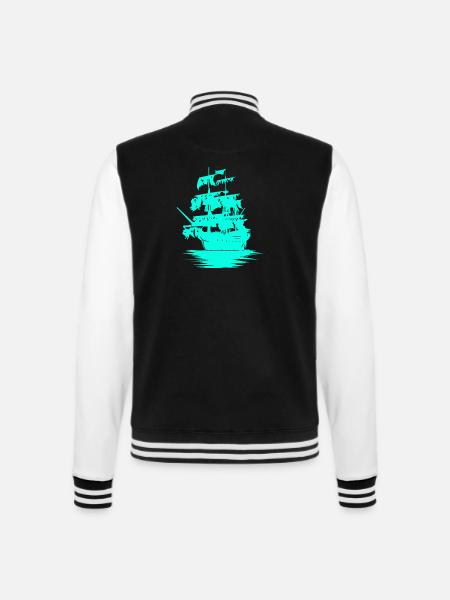 Sailing Ship Seafaring Fantasy Maritime Dinghy - College Sweat Jacket - black/white