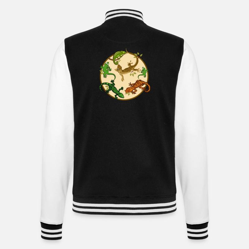 Gecko Eidechse - College-Sweatjacke - Schwarz/Weiß
