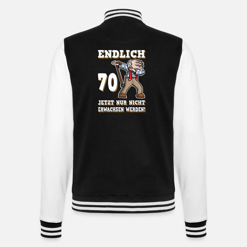 Endlich 70 Geburtstag Dabbing Opa Runder - College-Sweatjacke - Schwarz/Weiß