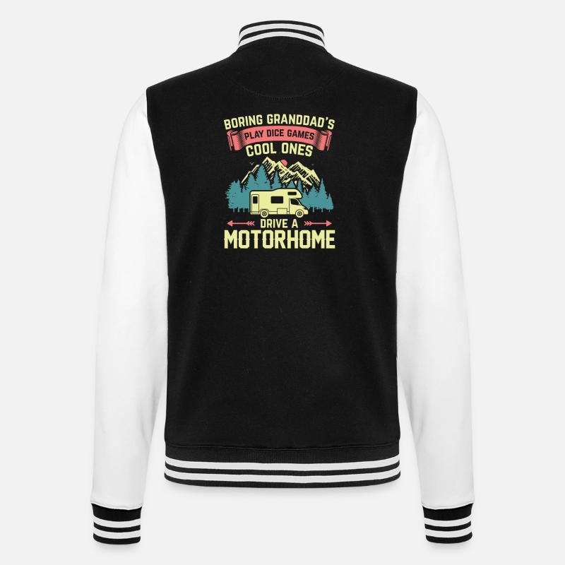 Wohnmobil Camping | Geschenk Opa Camper Campen - College-Sweatjacke - Schwarz/Weiß