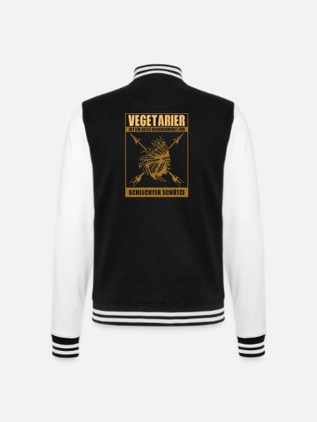 Vegetarier ist ein altes Indianerwort - Anti Vegan - College-Sweatjacke - Schwarz/Weiß