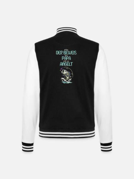 Ich bin der Beweis dass Papa nicht nur angelt - College-Sweatjacke - Schwarz/Weiß