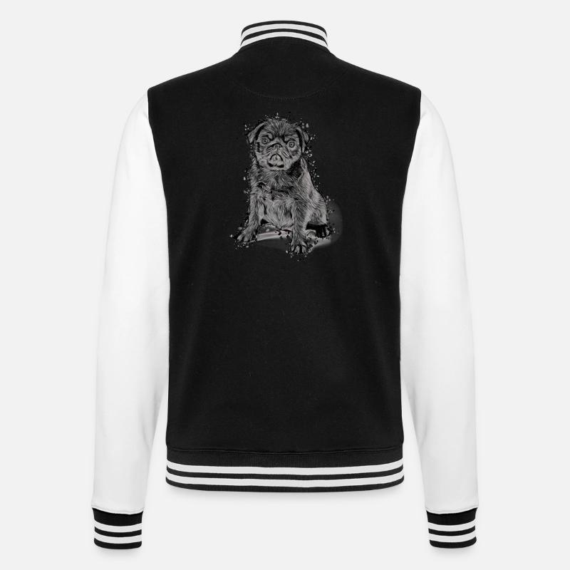 süßes Mops Welpe Geschenkidee Möpse Pug Shirt - College-Sweatjacke - Schwarz/Weiß