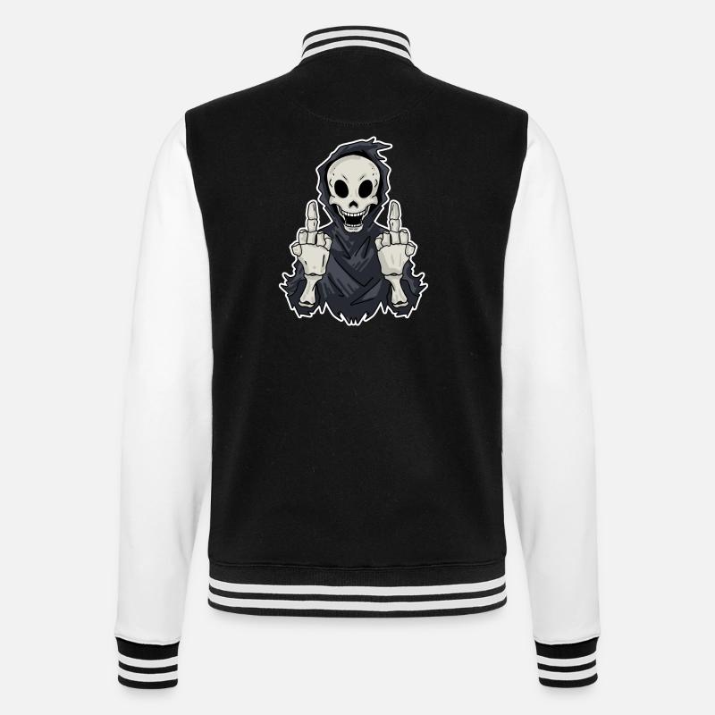 Grim reaper shows both middle fingers - College Sweat Jacket - black/white