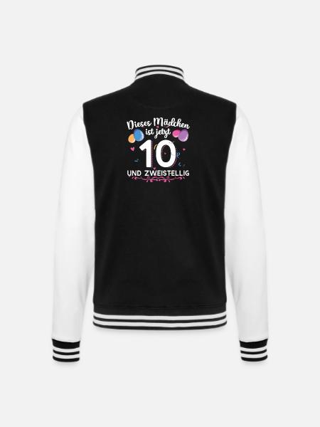 10 Geburtstag Mädchen Geschenk 10 Jahre - College-Sweatjacke - Schwarz/Weiß