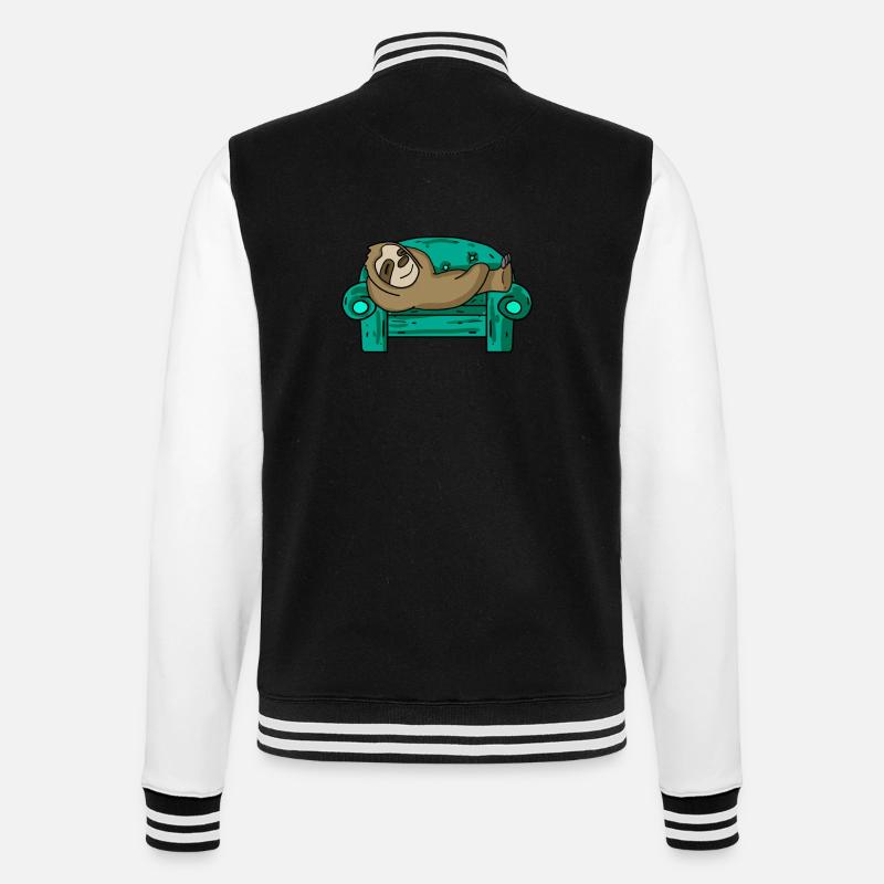 Faultier lustig auf Sofa Geschenk - College-Sweatjacke - Schwarz/Weiß