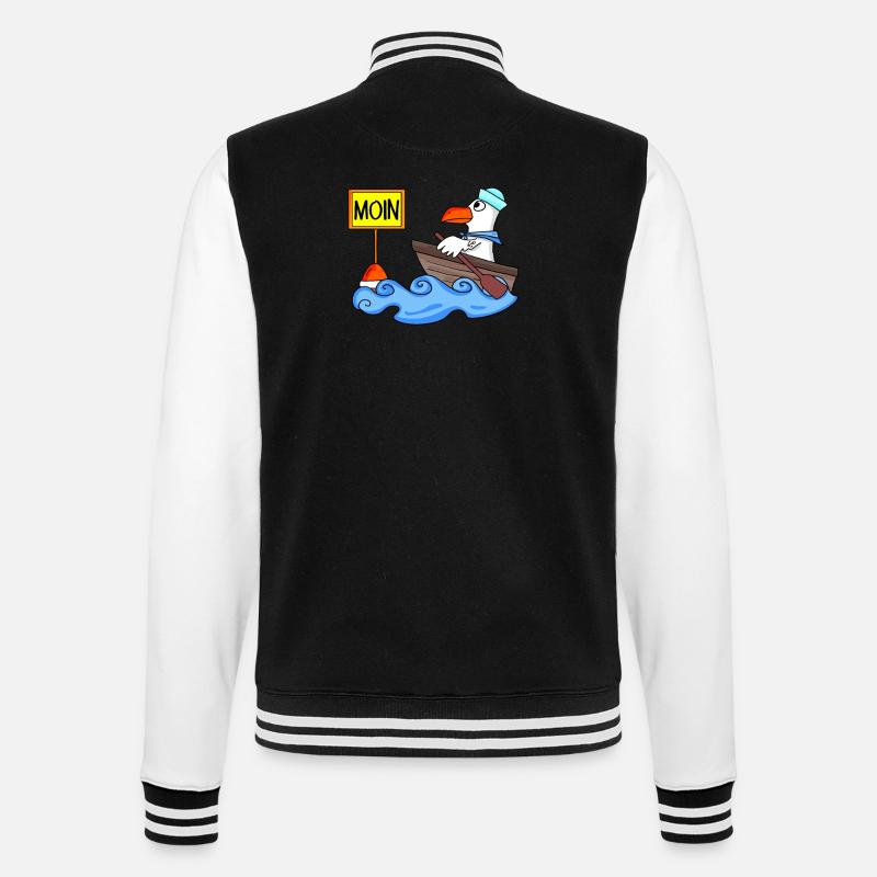Moin Seemann Möwe Seemöwe Boot - College-Sweatjacke - Schwarz/Weiß
