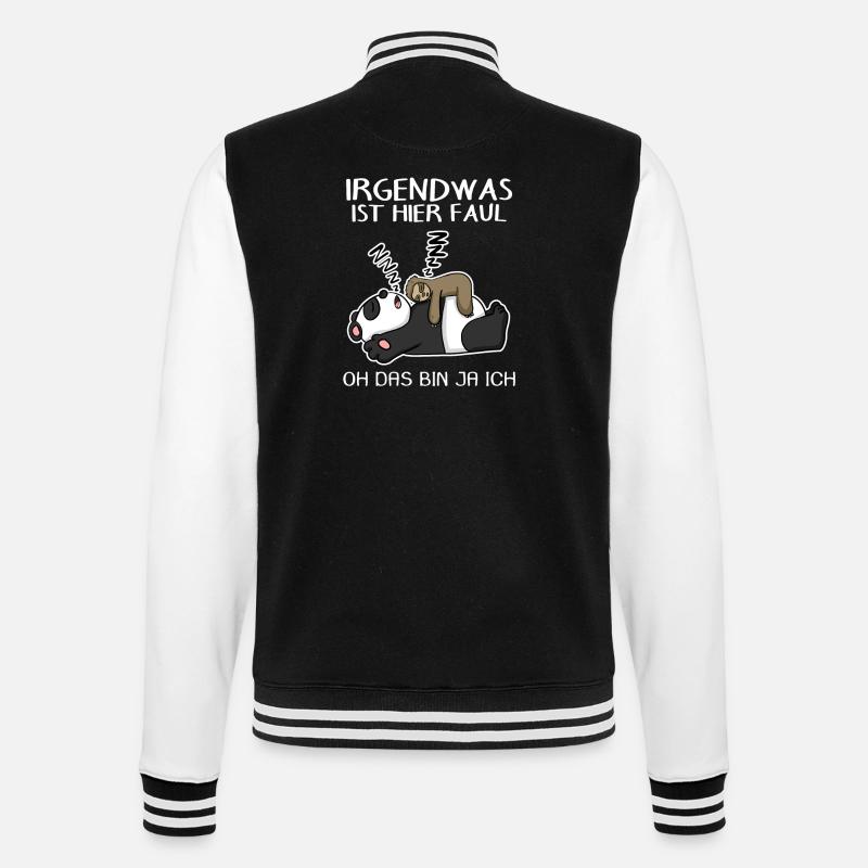 Faultier Spruch Panda Bär - College-Sweatjacke - Schwarz/Weiß