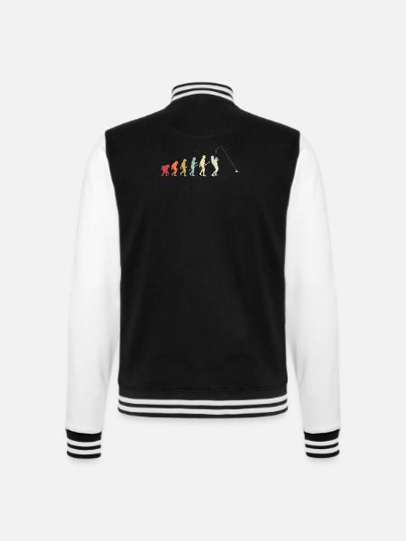Angler Evolution Angeln Geschenk Fischen Angelrute - College-Sweatjacke - Schwarz/Weiß
