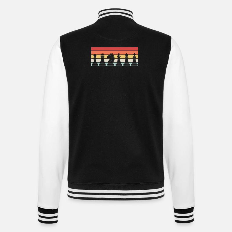 Chess Chess Pieces Retro - College Sweat Jacket - black/white