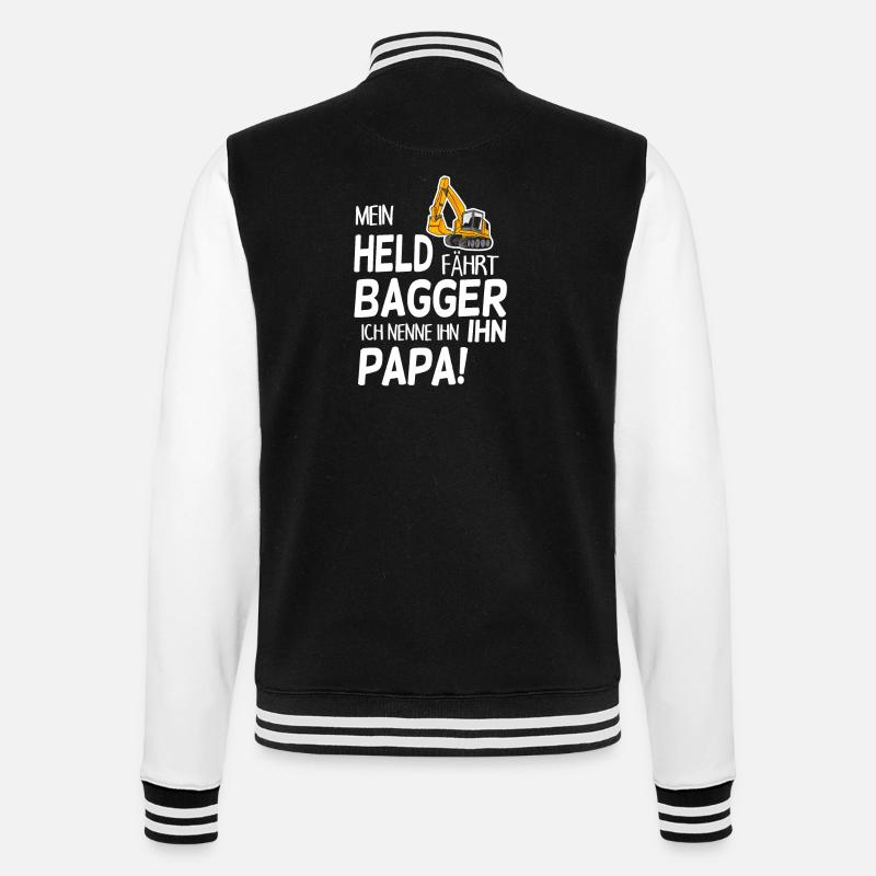 Bagger Held Papa Vater Geschenk - College-Sweatjacke - Schwarz/Weiß