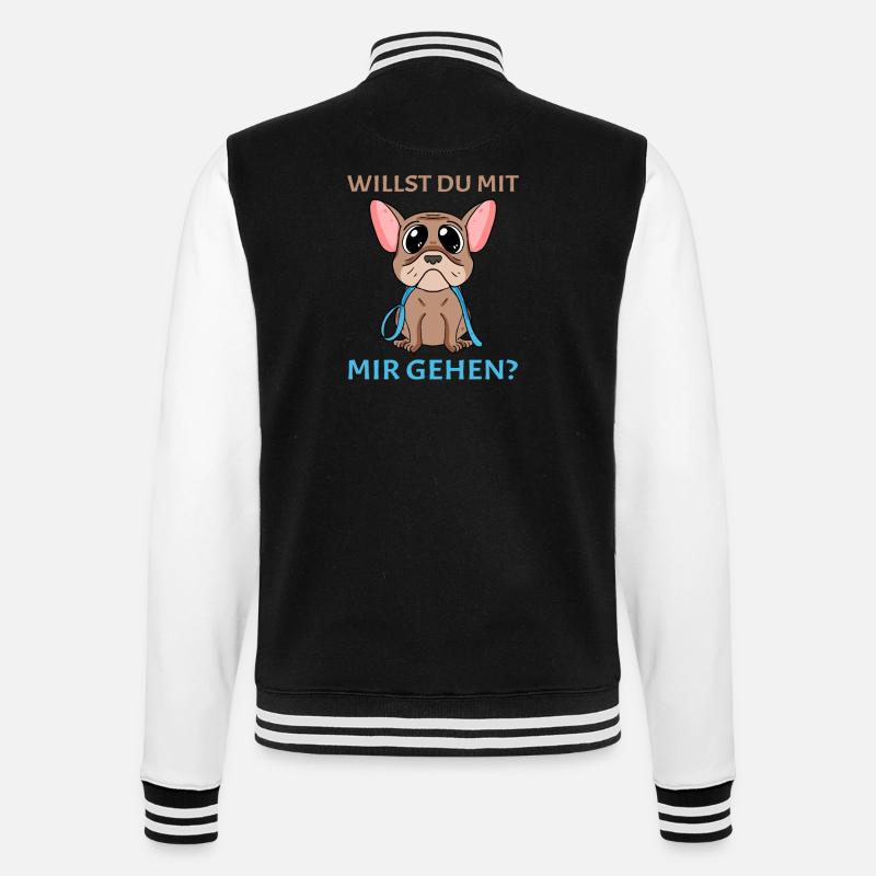 Willst du mit mir(Gassi) gehen? - College-Sweatjacke - Schwarz/Weiß