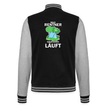 Bald Rentner Countdown läuft - College-Sweatjacke - Schwarz/Grau meliert - Hinten - Marisol (170cm)