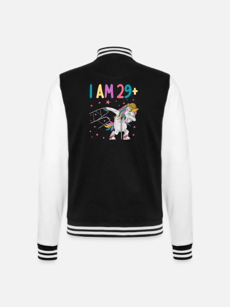 30 Jahre Einhorn ich bin 29+ 30. Geburtstag - College-Sweatjacke - Schwarz/Weiß