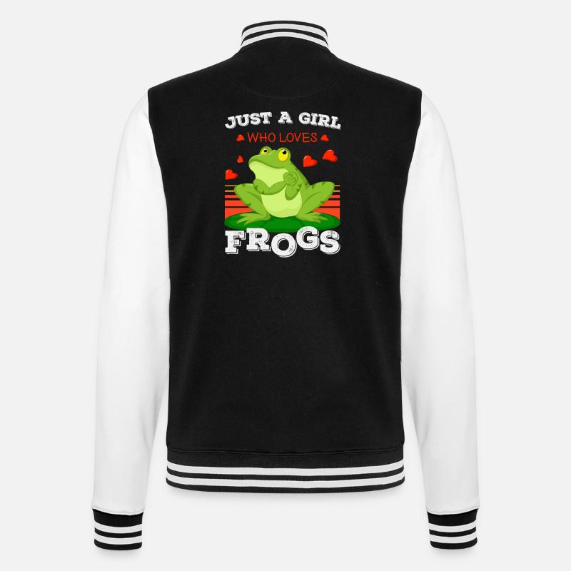 frog, frog toad, frog lover, - College Sweat Jacket - black/white