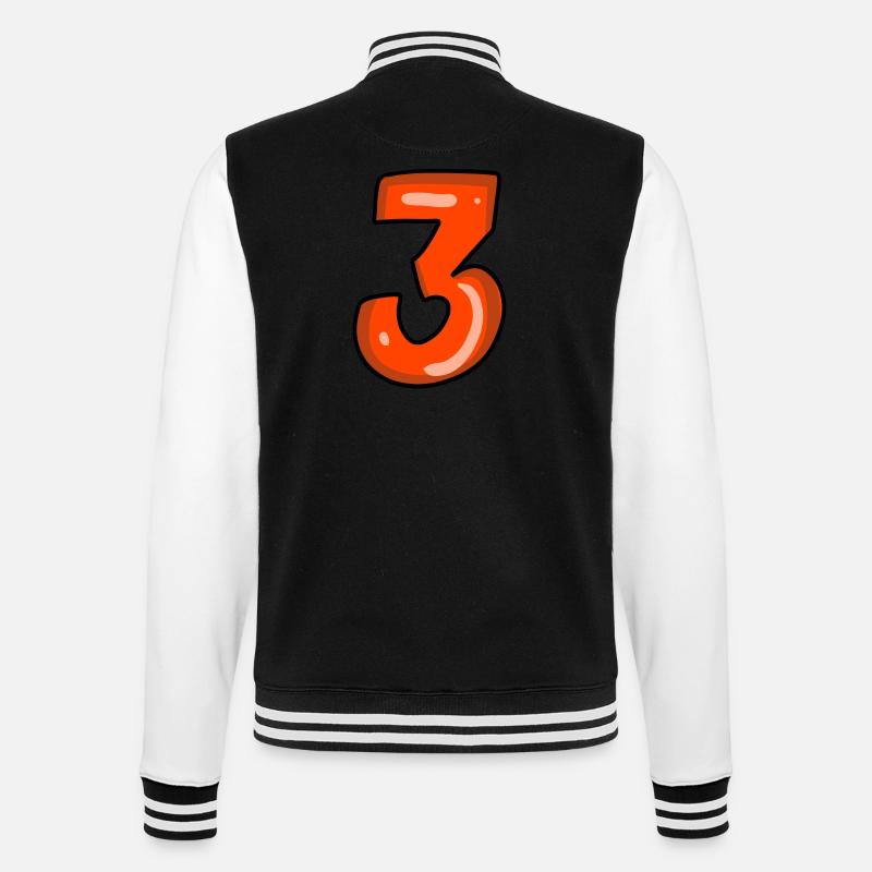 3 rot - College-Sweatjacke - Schwarz/Weiß