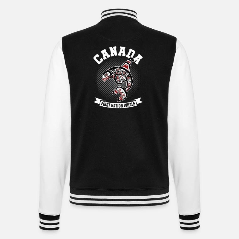 Canada Native Haida "Orca" - College Sweat Jacket - black/white