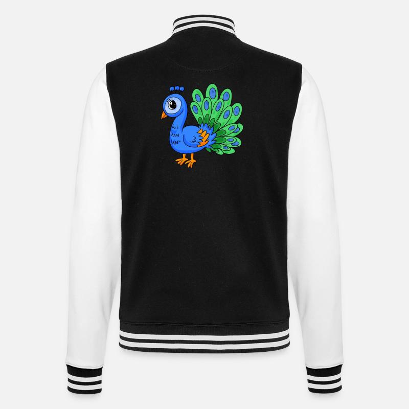 Peacock Bird - College Sweat Jacket - black/white