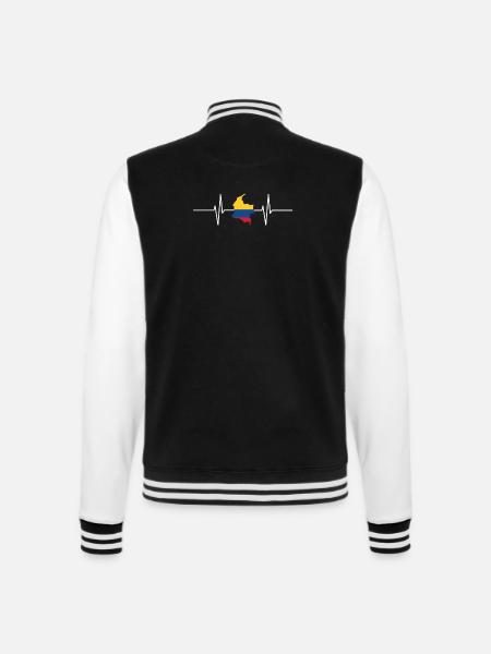 Kolumbien Herzschlag Flagge Vintage Kolumbien - College-Sweatjacke - Schwarz/Weiß